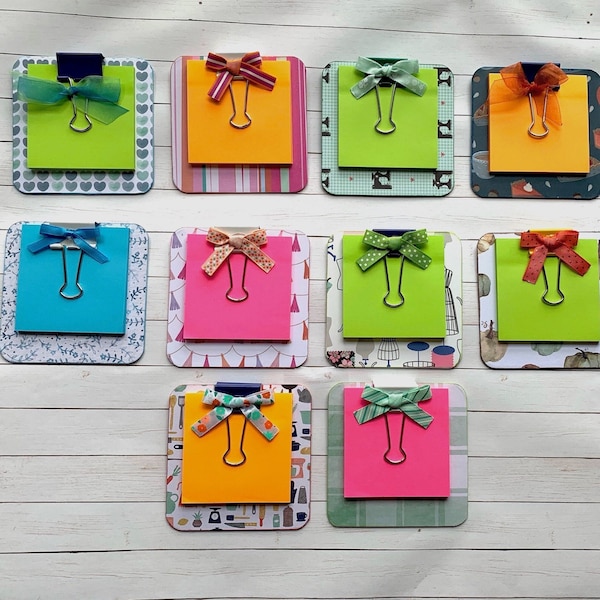 Mini Clipboard Sticky Note Holder, Post It Note Holder, Pocket Size Clipboard, Fits in Purse, Teacher Gift, Co-worker Gift, Stocking Stuffer