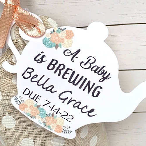 Tea Party Baby Shower Favor A Baby is Brewing Baby Shower Etsy