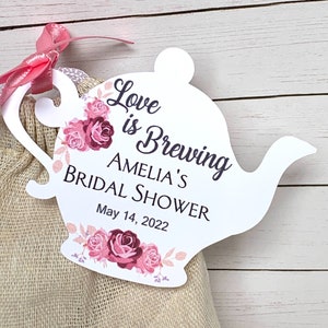 Bridal Shower Tea Party Favor Tag | Thank You Tag | Teapot Tag | Bridal Tea | Tea Pot Tag | Love Is Brewing | Wedding Favor