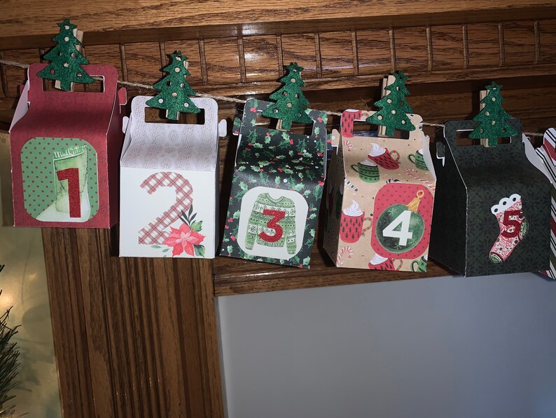 Christmas Advent Calendar Garland Christmas Countdown Etsy