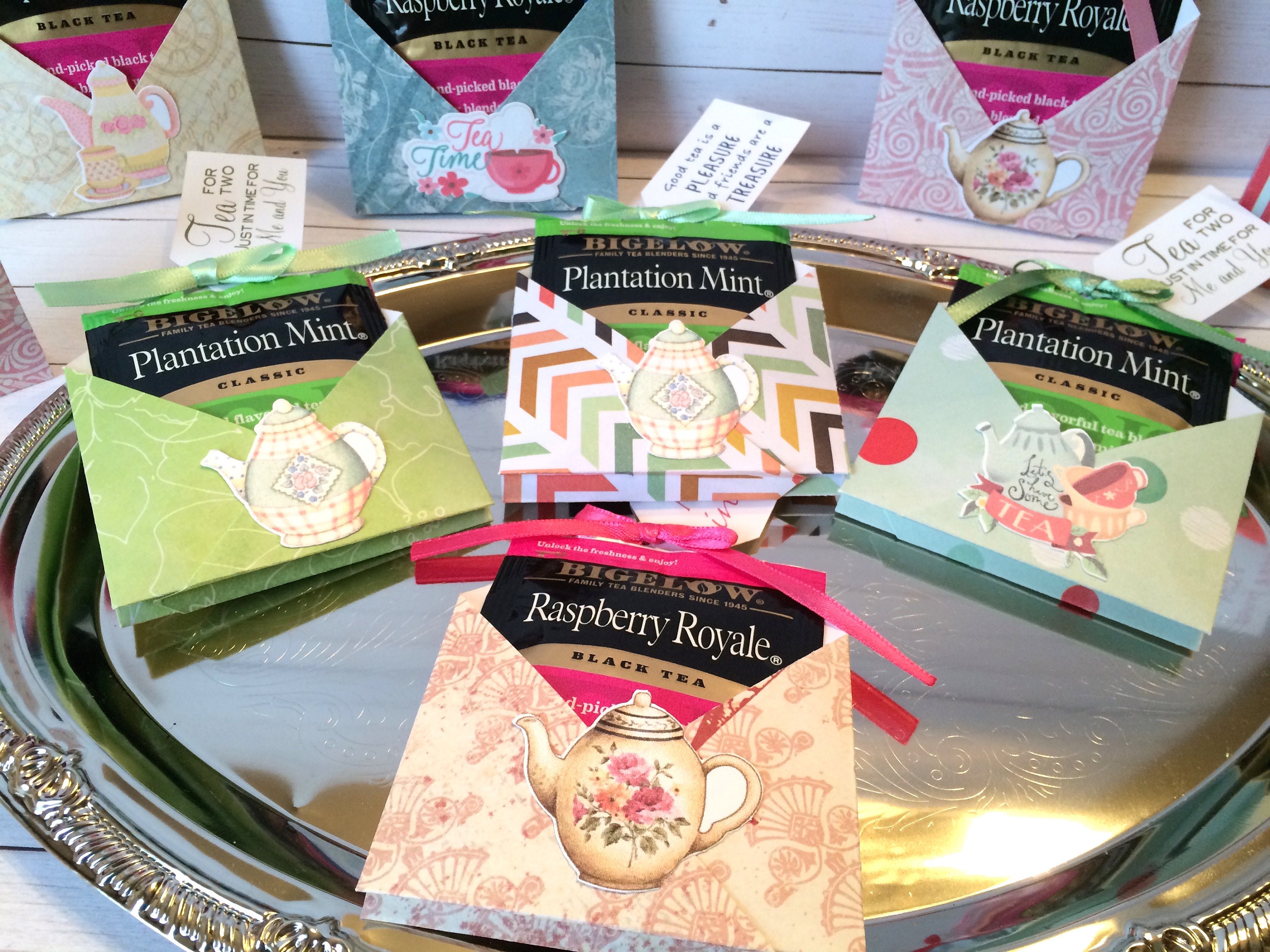 Spring Double Pocket Tea Favors 10 Pocket Tea Holders Tea Etsy