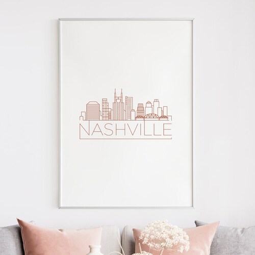 Nashville Skyline Printable Poster Wall Art Nashville Etsy