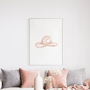 Cowgirl Hat Digital Download, Nashville Wall Art, Texas Art Digital Download, Printable Art, Cowgirl Hat Wall Print, Pink Cowgirl Room CG1