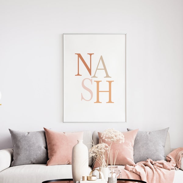 Boho Nashville Wall Art Decor, Wall Art Living Room, Wall Art Bedroom, Nashville Poster, Nashville Typography Print "Nash" CG1