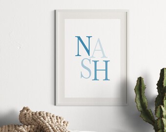 Boho Nashville Wall Art Decor, Wall Art Living Room, Wall Art Bedroom, Nashville Poster, Nashville Typography Print "Nash" BCG