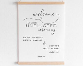 Unplugged Ceremony Modern Easel Poster Wedding Sign No Cell Phones or Camera's PRINTABLE Large Wedding Signs Unplugged Canvas WB1