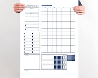 NAVY 2023 Command Center, LARGE Dry Erase Wall Calendar, Weekly Organizer, Blank Weekly and Monthly Scheduler