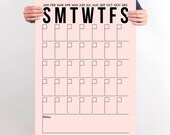 Printable Wall Calendar 2026, Digital Download Calendar 2026, Large Printable Calendar, Rose and Black Modern Calendar, Office Calendar