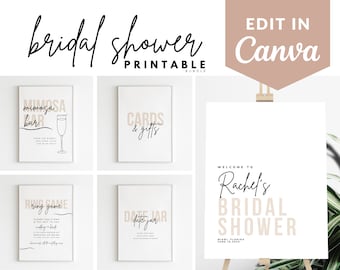 Canva Bridal Shower Signs Bundle - Perfect for Any Bride - Digital Download - Printable Bridal Shower Signs - Modern Minimalist MBS NBL_MBS