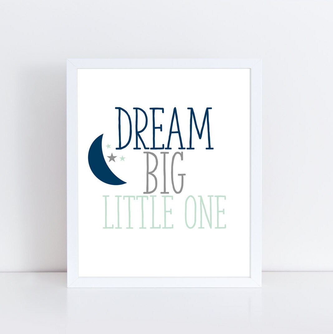 Baby Boy Nursery Printables Dream Big Little One Navy Blue | Etsy