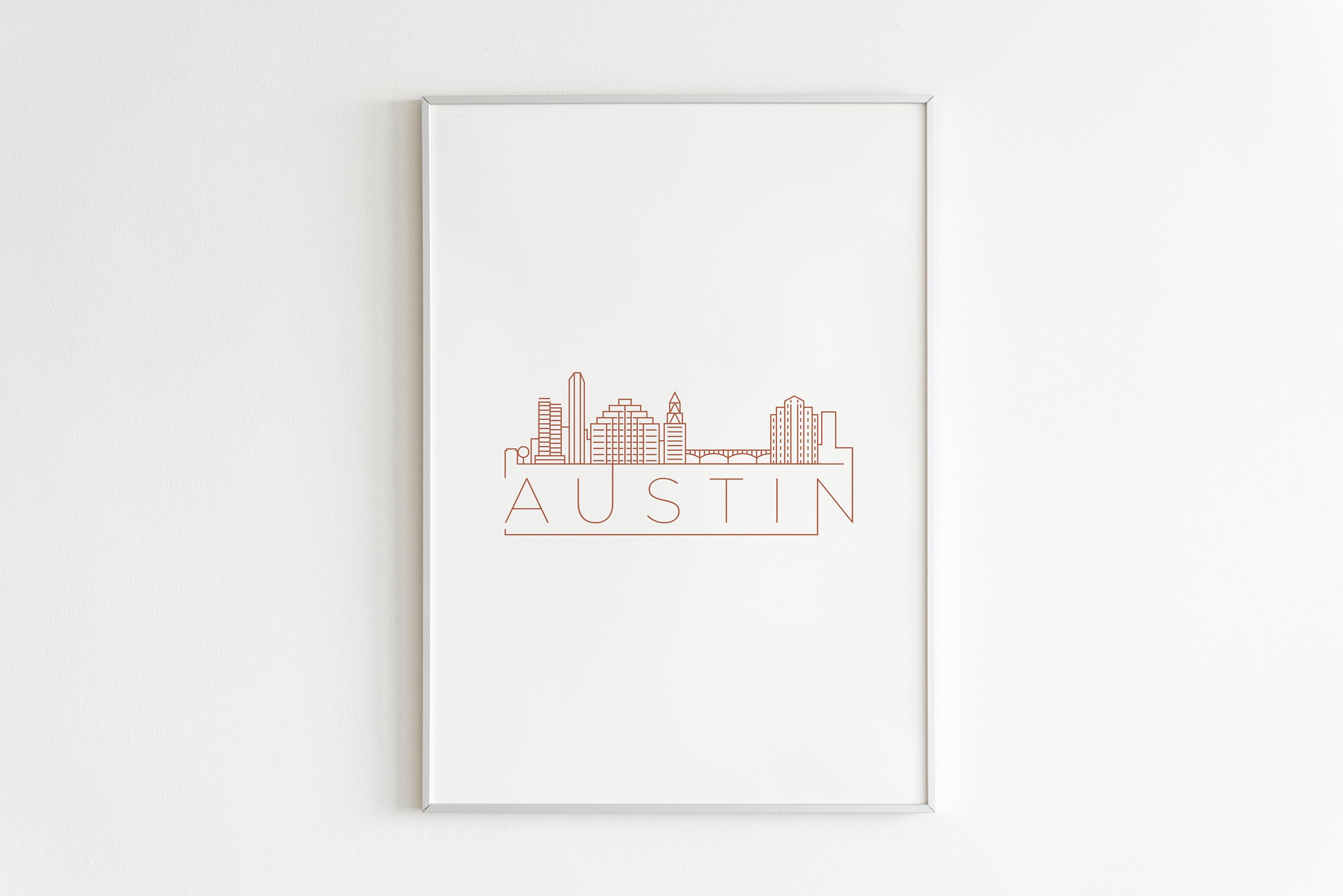 Austin Skyline Printable Poster Wall Art Texas Minimalist | Etsy