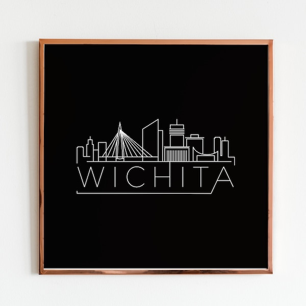 Wichita Kansas Skyline Print, Personalized Gift, Wichita Kansas Custom Gift, Wichita Christmas Gift For Him, Gift For Husband, Skyline Print