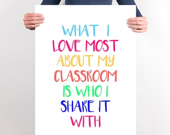 Printable Teacher Poster Classroom Wall Decor Teacher Quote What I love Most About My Classroom New Teacher Gift Classroom Decor School