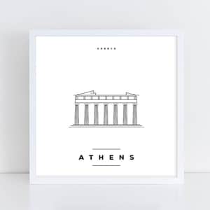 Athens Greece Poster Greece Modern Black and White Wall Art Home Decor Travel Poster Print Home Decor Gift for Her Adventure Print