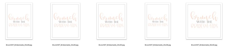 Brunch With The Bridesmaids Party Sign Blush Gray and White Modern Simple Elegant Sign Printable Digital Download 1AB
