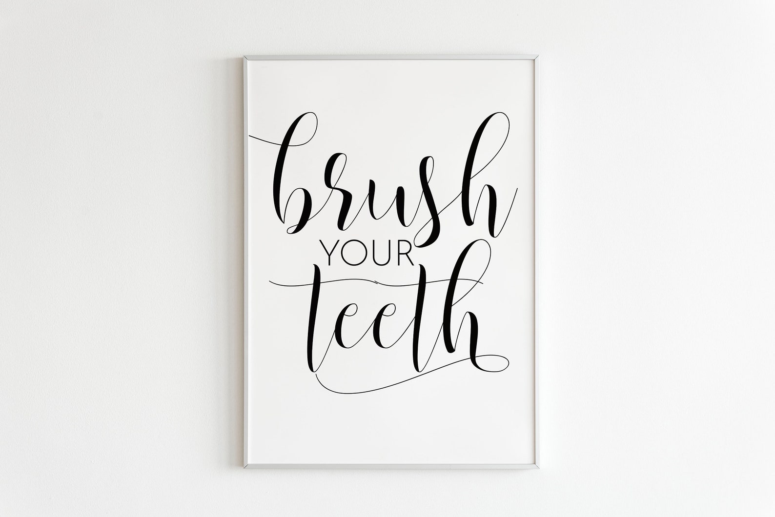 Brush Your Teeth Modern Poster Printable Bathroom Print - Etsy