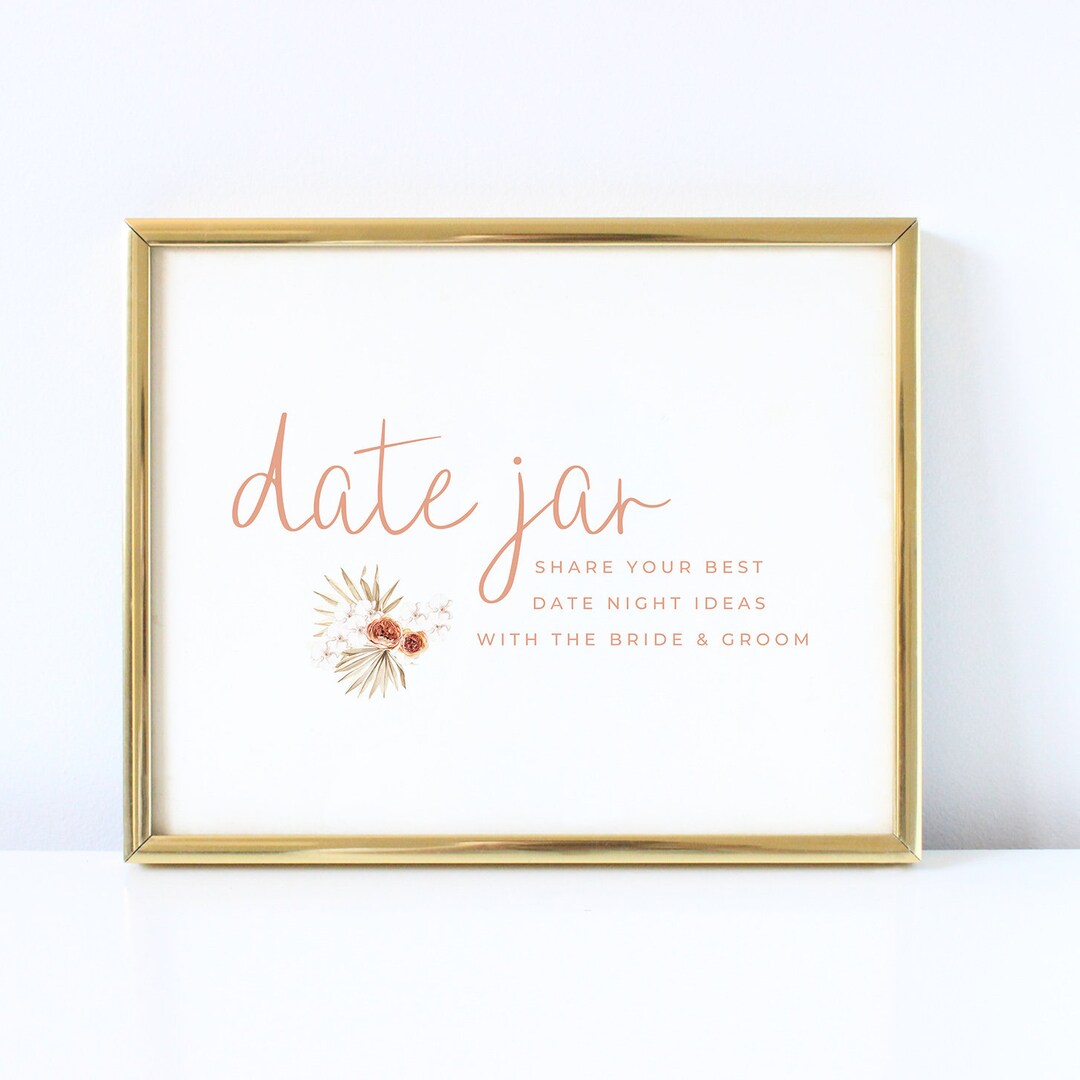 Date Jar Bridal Shower Printable Sign, Boho Bridal Shower Printable ...