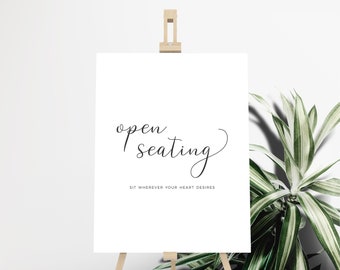 Open Seating Wedding Printable Poster Sign, Sit Wherever You'd Like Digital Download Black and White Minimalist Wedding Digital Download WB1
