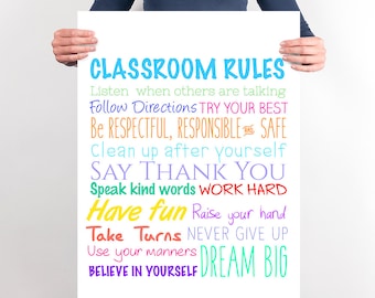 Teacher Classroom Rules, Classroom Wall Decoration, Teacher Appreciation, New Teacher Gift, Teacher Printable Large Poster, Wall Art, 16x20