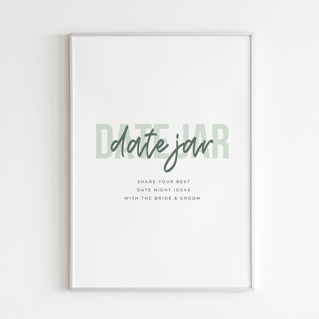 Date Jar Bridal Shower Printable Sign Green Bridal Shower - Etsy
