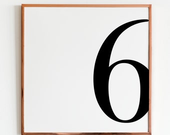 Number 6 Printable Poster Black and White Gallery Print Number Wall Art Number Six Print Bedroom Wall Decor Living Room Art