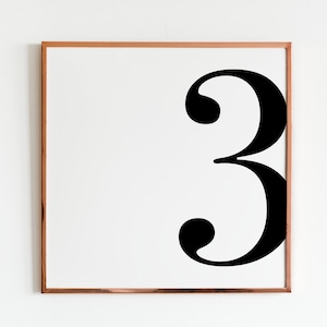 Number Three Poster Printable Wall Art Decor Bedroom Printable Large Number 3 Print 8x10 Gallery Wall Print Subway Numbers
