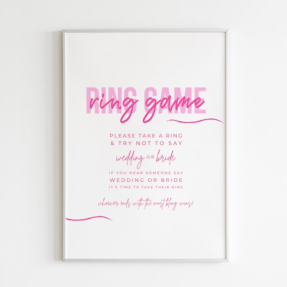 Pink Bridal Shower Printable Signs Bridal Shower Put A Ring | Etsy