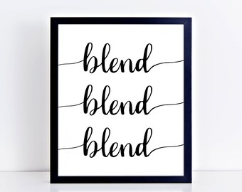 Vanity Decor Blend Blend Blend Makeup Quote Gift For Her Minimalist Print Vanity Print Shoes Quote Poster Black and White