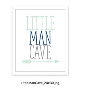 Little Man Cave PRINTABLE Nursery Wall Decor Little Boys Room Wall Art ...