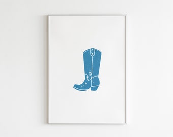 Western Cowgirl Boots Poster Nashville Wall Art Texas Art Digital Download Printable Art Cowgirl Boots Wall Print Cowgirl Room BCG ZAP