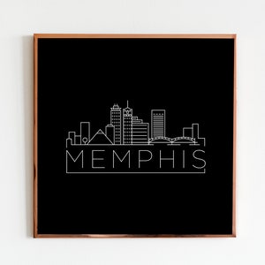 Memphis Tennessee Skyline Poster, Memphis City Scape Wall Art, Memphis Black White Landscape / Horizontal Art, Memphis Gift