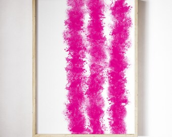 Printable Abstract Poster, Large Wall Art, Hot Pink Watercolor Print, Chic Office Decor, Girl's Room Decoration, Fashion Print