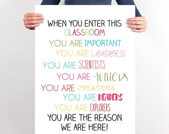 Virtual Learning Printable Teacher Wall Art Classroom Decoration Wall Quote Rules When You Enter This Classroom Motivational Print Dr Suess