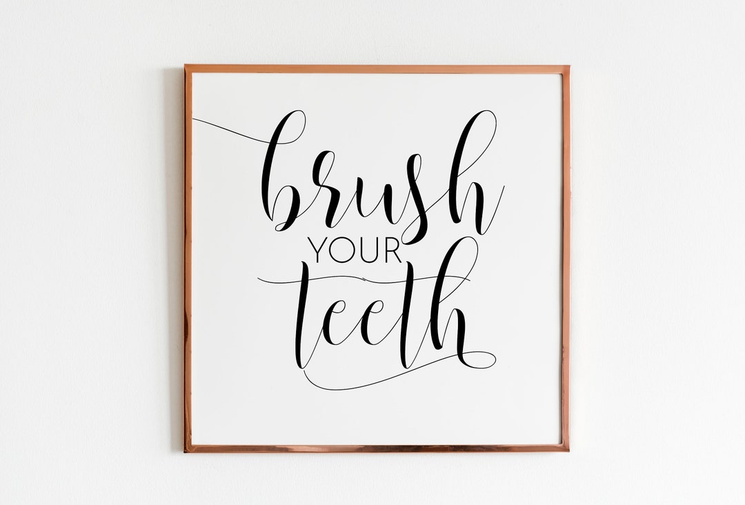 Brush Your Teeth Modern Poster Printable Bathroom Print Large Quote Art ...