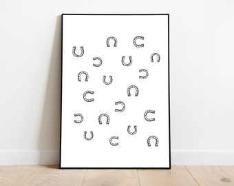 Black White Mini Horseshoe Digital Download, Cowgirl Nashville Wall Art Texas Art Digital Download Printable Art Cowgirl Wall Print CB2 ZAP