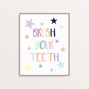 Kids Bathroom Brush Your Teeth Sign Kids Bathroom Wall Decor - Etsy