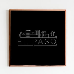 El Paso Skyline Poster, Texas City Scape Wall Art, Minimalist Black and White Landscape / Horizontal Art, Skyline Canvas, El Paso Gift