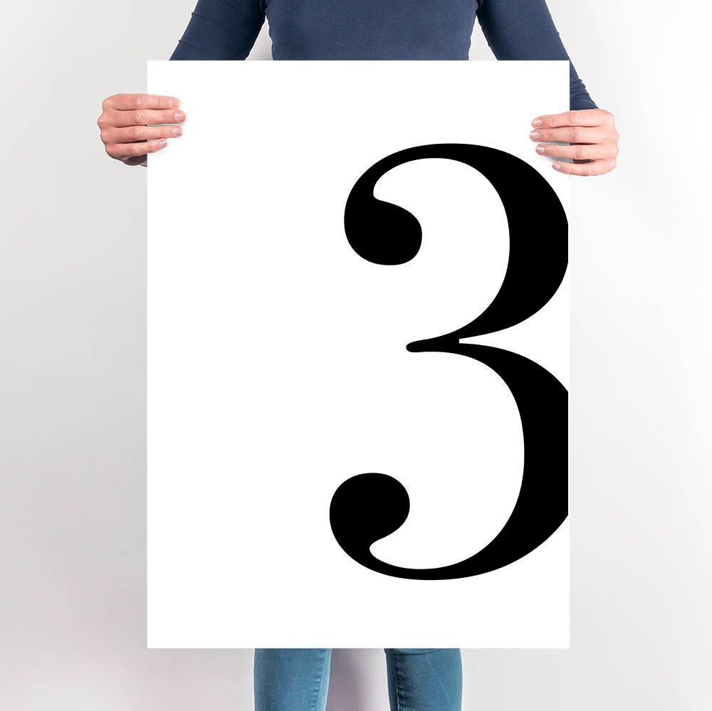 Number Three Poster Printable Wall Art Decor Bedroom Printable Large ...