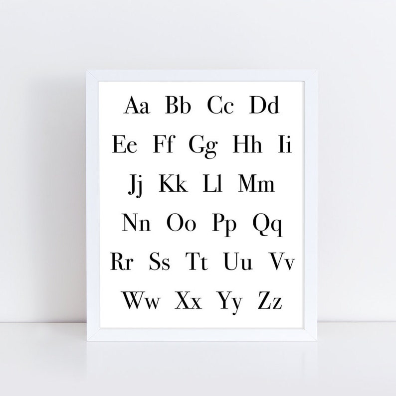 Alfabet print afdrukbare hoofdletters en kleine letters poster Etsy