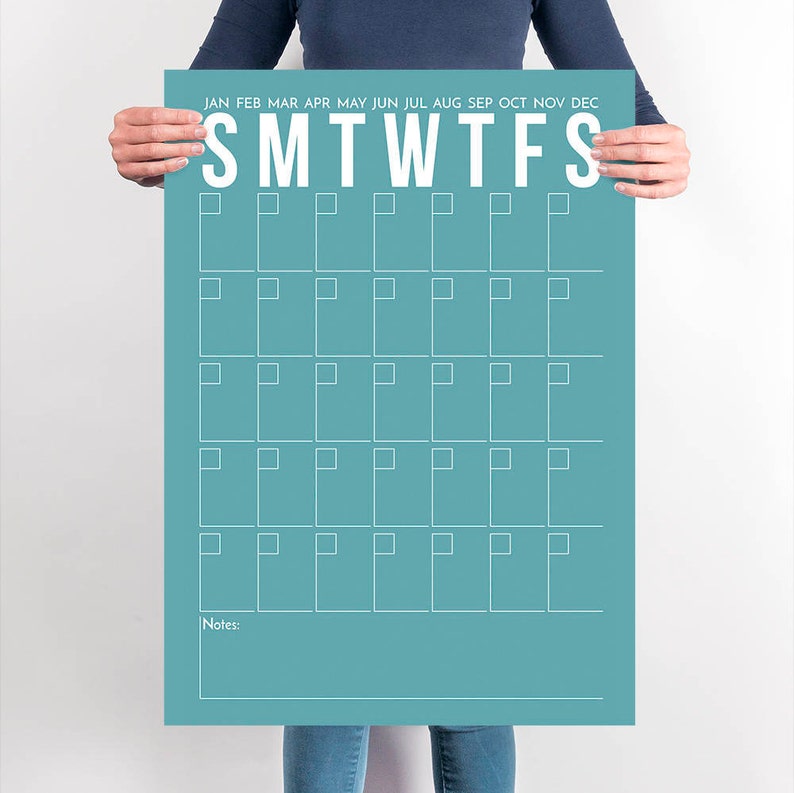 Printable Calendar Poster for Office or Classroom Dark Etsy