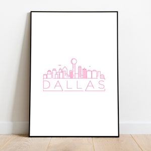 Dallas Skyline Printable Poster Wall Art, Texas Minimalist Digital Download, Dallas Texas Chic Wall Art for Apartment, PG1 ZAP