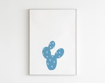 Blue Cowgirl Wall Art, Y2K Aesthetic, Western Style Print, Dorm Decor, Wall Art, Cowboy Print, Modern Cowgirl Art, Cactus Print Art BCG