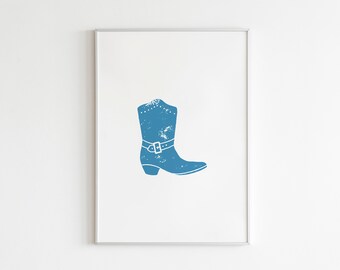 Western Blue Cowgirl Boots Digital Download, Blue Cowgirl Print Nashville Wall Art, Digital Download, Printable Art BCG