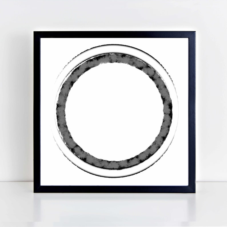 Large Black and White Abstract Circle Printable Poster Etsy