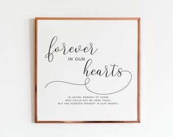 Forever In Our Hearts Wedding Printable Sign, Wedding Memory Table, In Honor Of Those Who Can&#39;t Be Here WB1