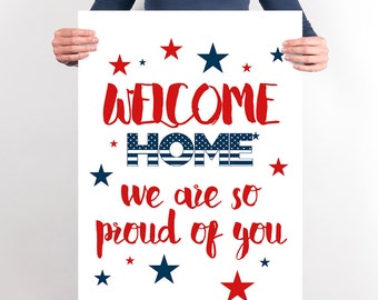 Welcome Home Printable Army Poster Soldier Welcome Home Sign We Are So Proud Of You Printable Decor Army Art Military Gift Welcome Home