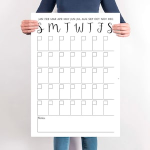 Large Classroom Calendar DIY Printable Poster Office Decoration 24x36 ...