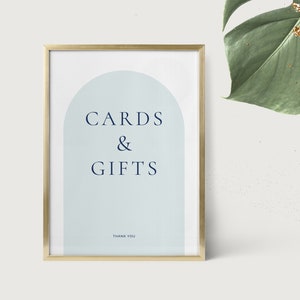 Tropical Dusty Blue PRINTABLE Wedding Cards and Gifts Sign, Modern Minimalist Wedding Blue Signage Navy Blue Dusty Blue Wedding Signage DBN1