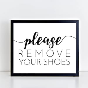 Remove Your Shoes Sign Printable Poster Mudroom Print Remove Shoes Print Black and White Landscape Art