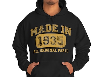 1935 Vintage Hooded Sweatshirt for MenWomen 89th Birthday Gift Made in 1935 89 Years Old